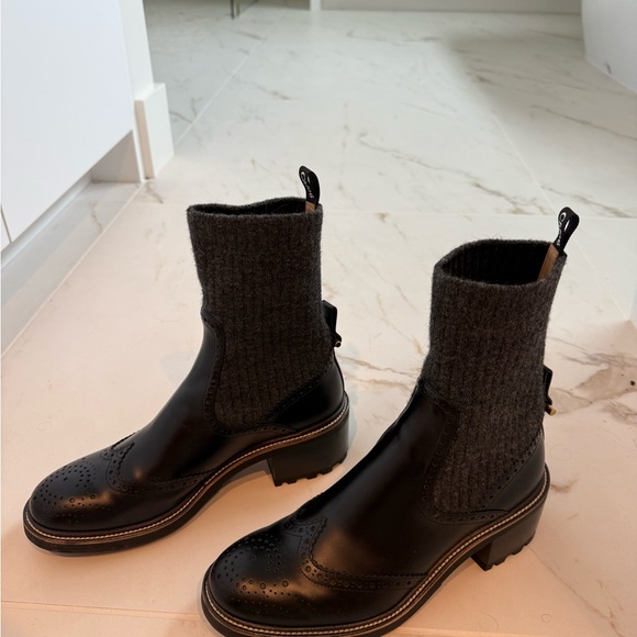 Chloe Black Leather Ankle Boots 40.5 - Picture 5 of 6